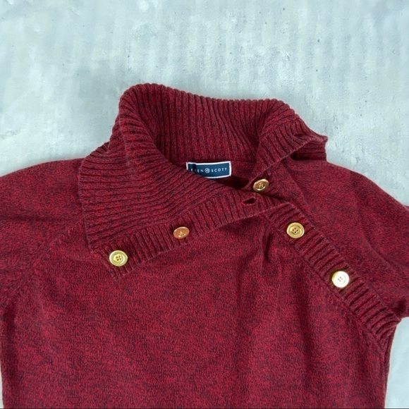 Karen Scott Button Cowl Neck Sweater Size Medium 100% Cotton Burgundy Knit - Picture 3 of 12